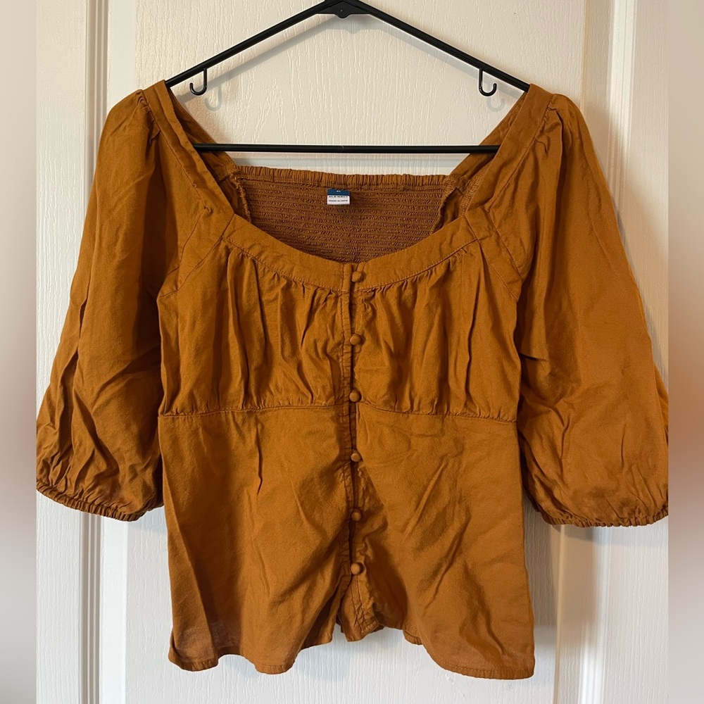 Old Navy Button-Down Top in Rust Orange